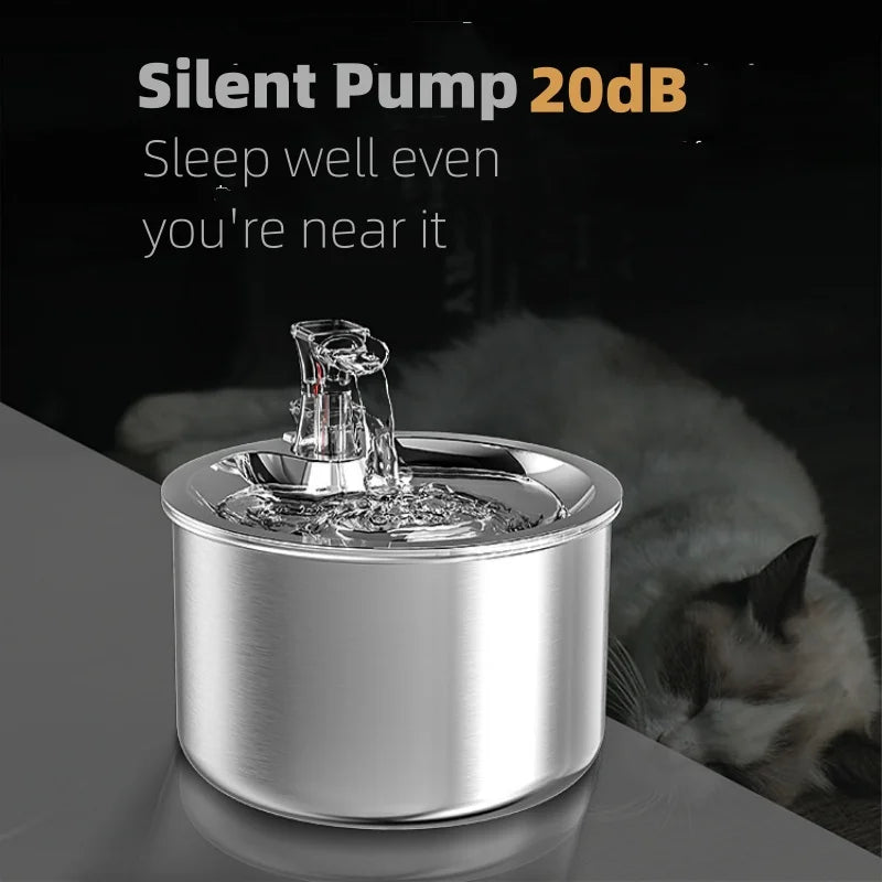2L stainless steel pet water dispenser + Auto cat water fountain + sensor heater