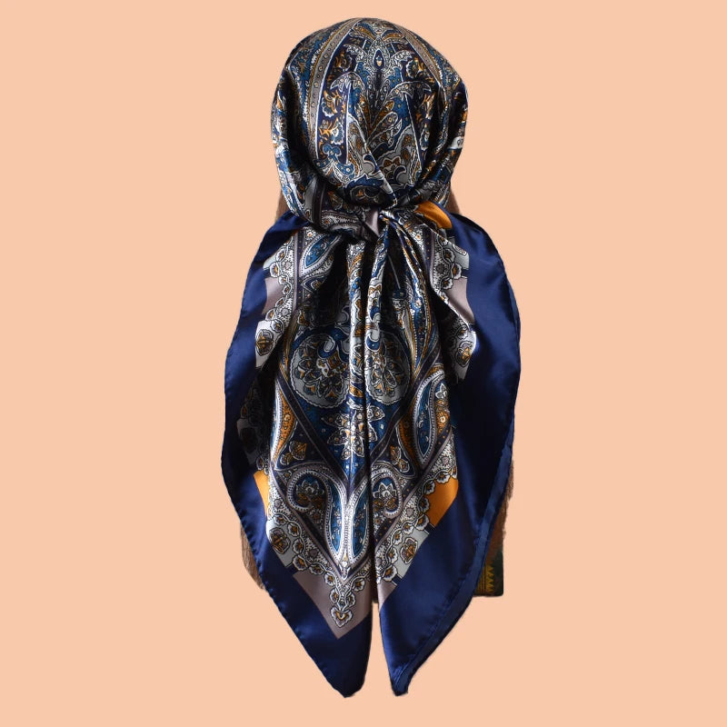 1PC Ladies Multicolor Paisley Print Woven Scarf Large Fashionable Headscarf Travel Party Silk Scarf