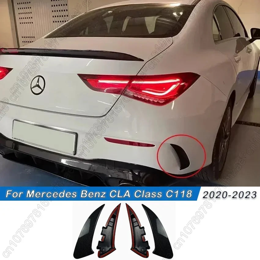 For Mercedes Benz CLA Class C118 CLA200 CLA220 CLA250 CLA45 AMG 2020-2023 Rear Bumper Side Spoiler Splitter Body Kit Gloss Black