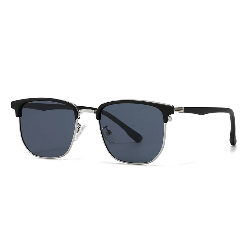 JNPCXI New Polarized Square Metal Men Luxury Sunglasses Fashion Gradient Women Shades UV400 Clear Lens Frame