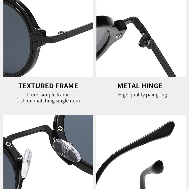 JNPCXI New Retro Round Punk Women Sunglasses Fashion Gradient Leopard Tea Shades UV400 Men Sun Glasses