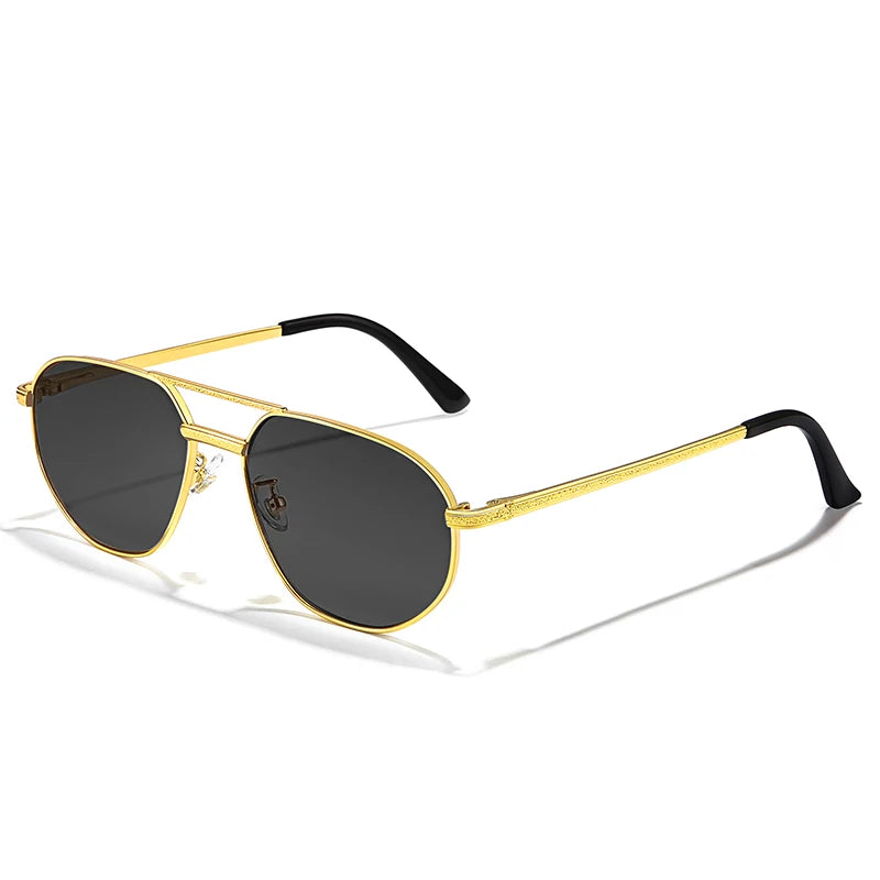 CATERSIDE 2023 New Retro Pilot Sunglasses Male Women Polygon High Quality Metal Sun Glasses Blue Double Bridge Eyewear UV400