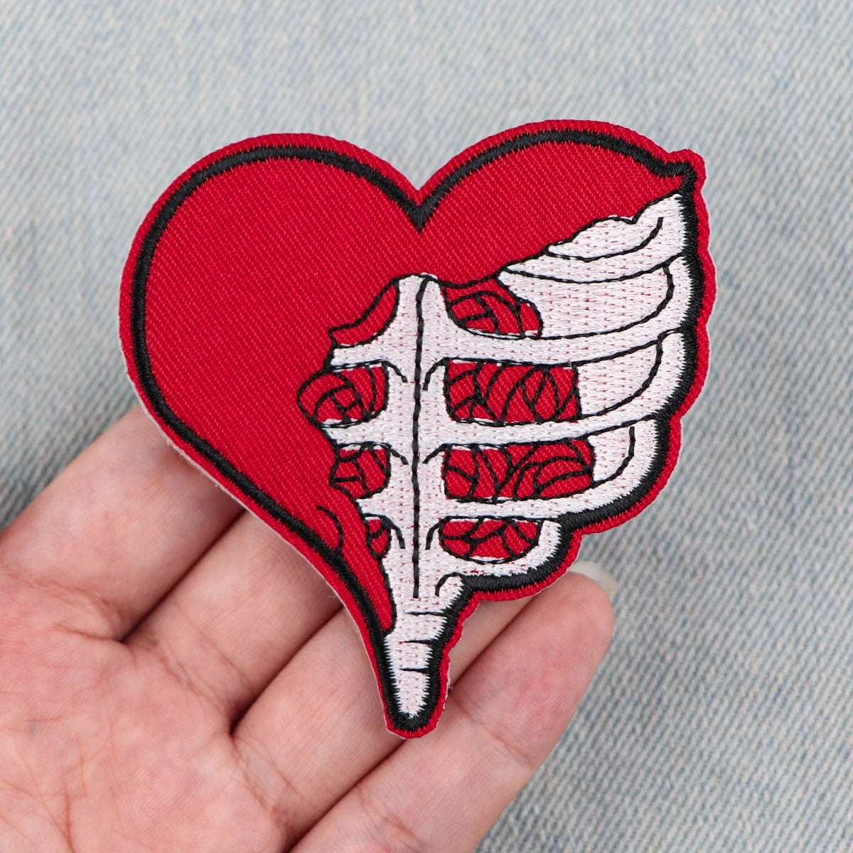 Skeleton Heart Embroidery Patch Nurse Doctor Iron On Patches For Clothing Thermoadhesive Patches On Clothes DIY Sew Badges