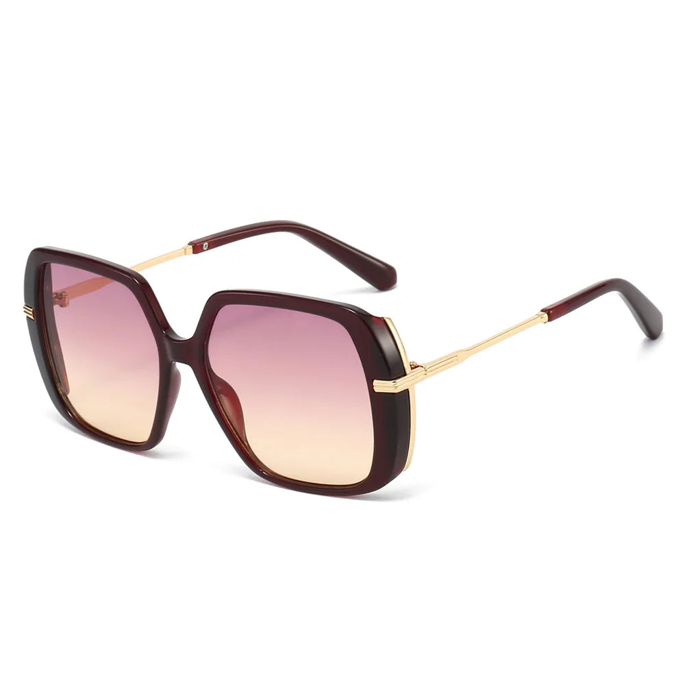 JNPCXI Retro Square Rivets Men Sunglasses Gradient Shades UV400 Fashion Green Leopard Women Clear Lens Frame