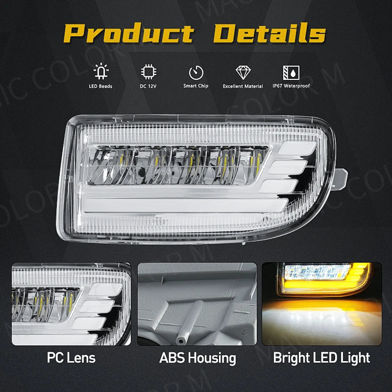 For Toyota Land Cruiser 100 LC100 UZJ100 FZJ10 1998-2008 Car DRL Daytime Driving Light Fog Lamp Turn Signal Driving White Yellow