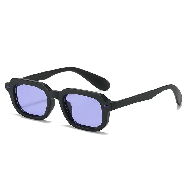 JNPCXI Fashion Small Square Women Sunglasses Retro Rivets Men Black Tea Shades UV400 Sun Glasses