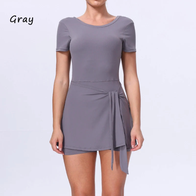 DIAS FIT JOY Sporty One-Piece Dress Prevents Walk Light Beautiful Back Design Yoga Skirt Tennis Skirt Naked Sensation