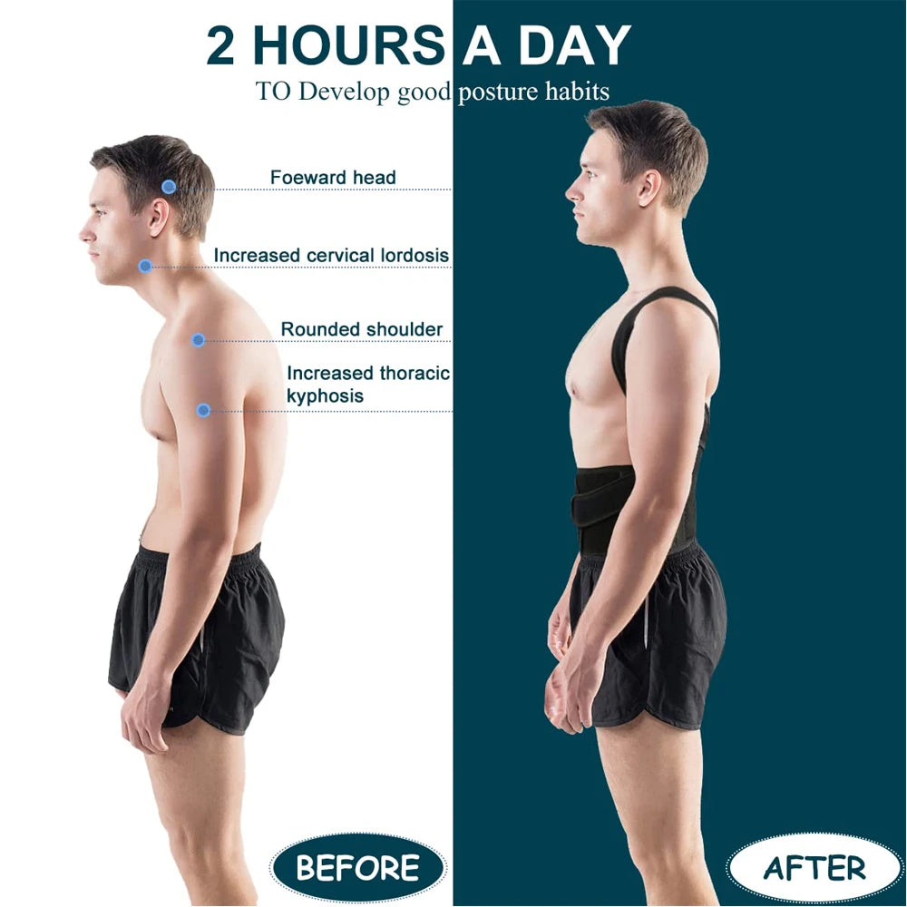 Back Brace Posture Strength Corrector Women Men, Adjustable Support Trainer