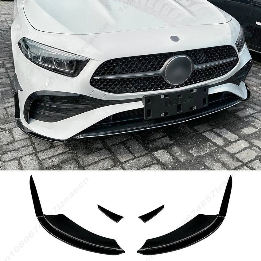 For Mercedes Benz A Class W177 A180 A200 A220 A35 A45 AMG 2023-2026 Car Front Bumper Lip Spoiler Diffuser Splitter Body kit