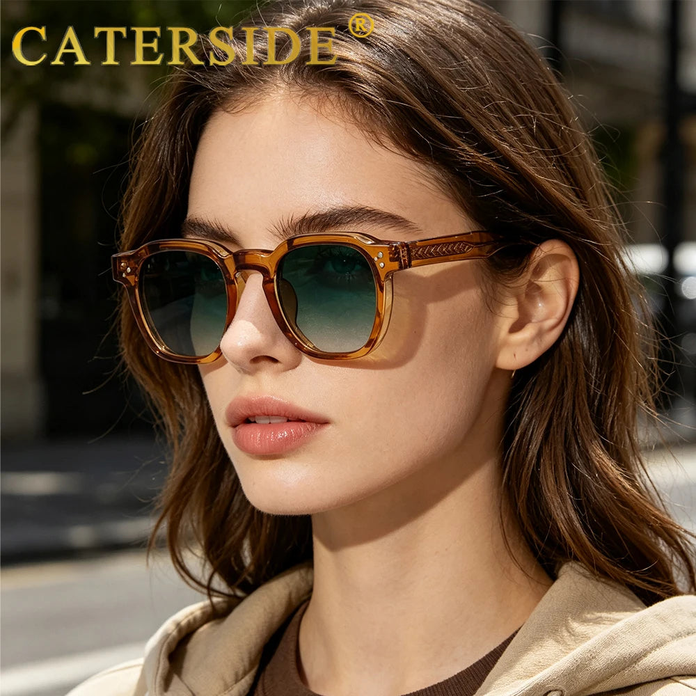 CATERSIDE Retro Punk Men Sunglasses Small Frame Square Personalized Design Sun Glasses Women Travel Party Business Festival Gift