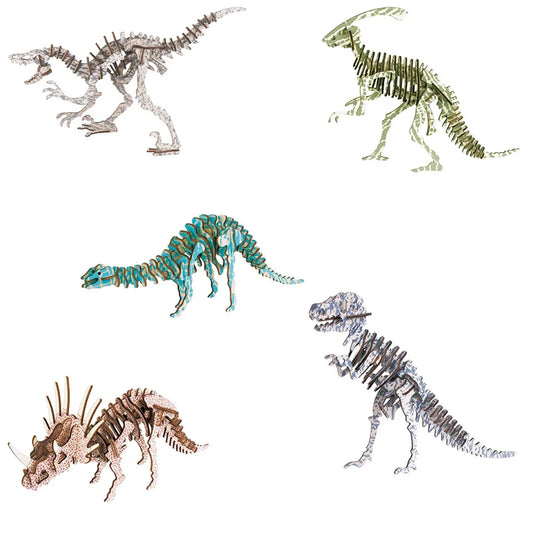 Wooden T-Rex 3D Puzzle Model Laser Version DIY Children's Educational Simulation Kindergarten Gifts Back to School Season Gifts