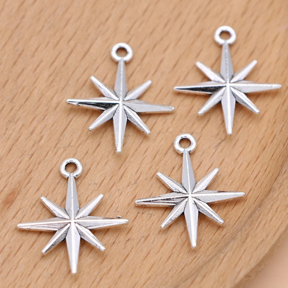 15Pcs Silver Plated Star Charm Pendant for Jewelry Making Bracelet Earrings Necklace Accessories DIY