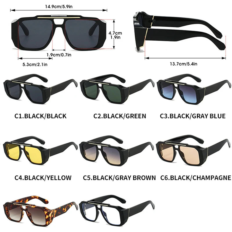 JNPCXI Vintage Double Bridges Square Women Sunglasses Fashion Brand Designer Gradient Shades UV400 Men Sun Glasses