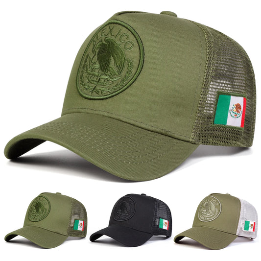 Unisex Mexican Flag Embroidery Baseball Net Caps Adjustable Casual Season Hats