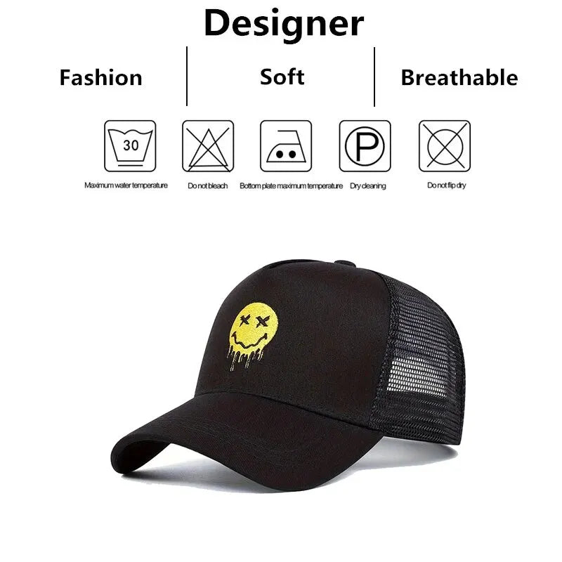 Unisex XX Smiling Face Print Baseball Net Caps Outdoor Adjustable Casual Hats