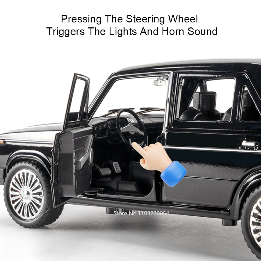 1:18 Russia LADA 2107 NIVA Alloy Diecast Models Toy Car 6 Doors Opened Sound Light Pull Back Vehice Collect Gift Children's Toys