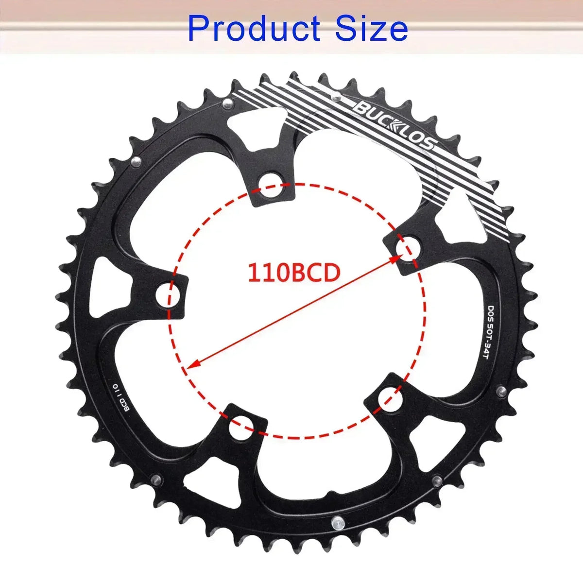 BUCKLOS 5 Bolts 110BCD Road Bike Chainring Lightweight Bicycle Crown 50-34T 52-36T 53-39T for Shimano Sram Crankset