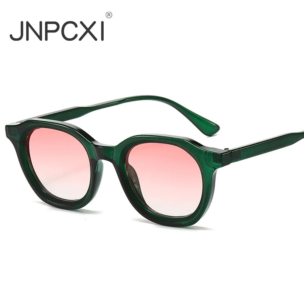 JNPCXI Fashion Small Round Sunglasses Women Retro Green Gradient Shades UV400 Men Trending Sun Glasses