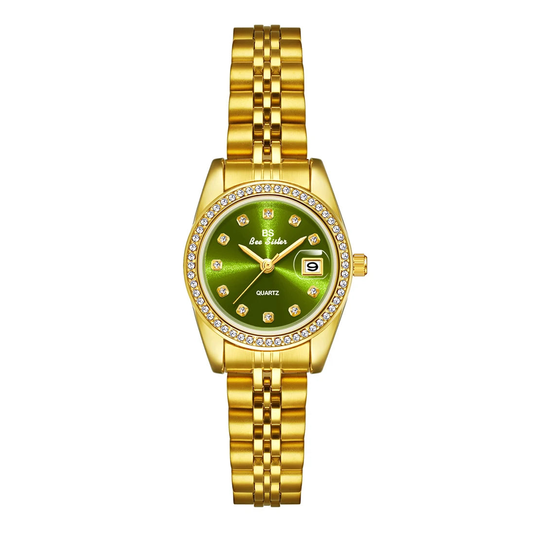 Original Woman Watch Pink Dial Golden Date Quartz Clock Vintage Elegant Stainless Steel Watch Gifts For Women 2024