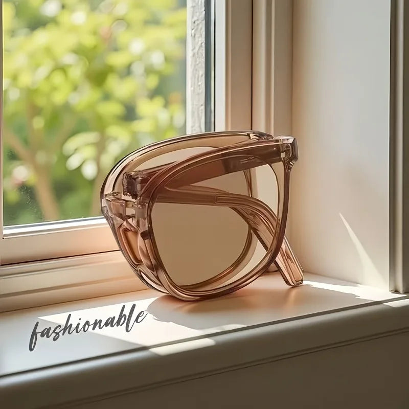 Women's Folding Fashionable Glasses Lightweight Summer Small Face Square Frame Japanese and Korean Style Accessories