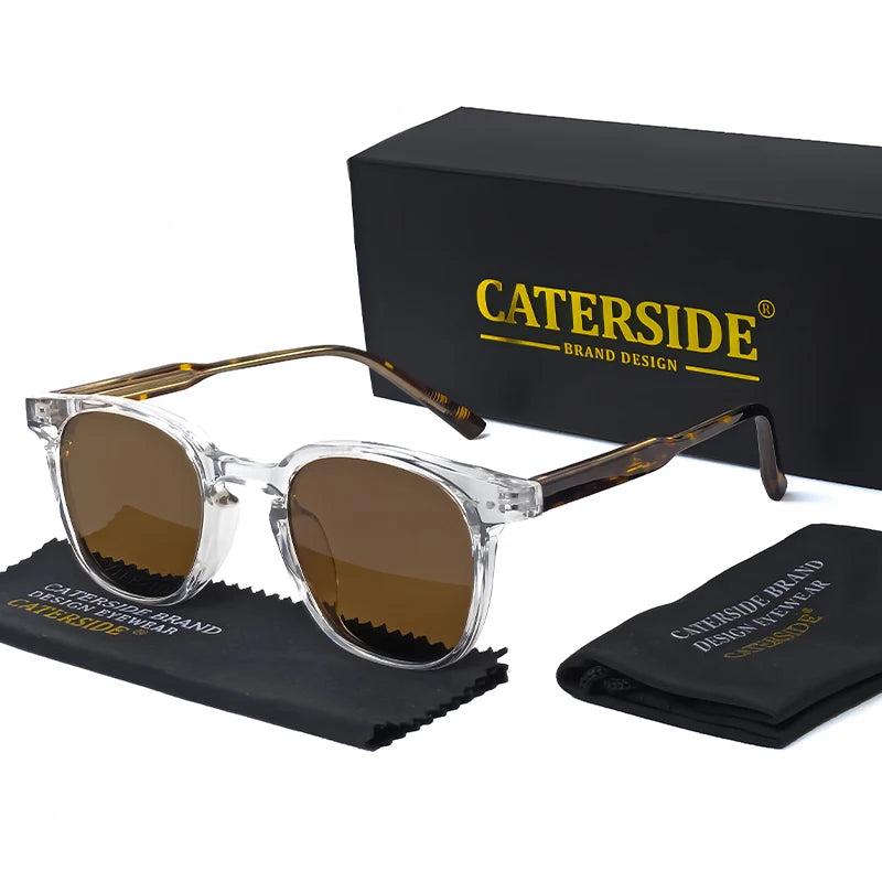 CATERSIDE Round Retro Sunglasses Men's Punk Fashion Brand Design Sun Glasses Women Travel Outdoor UV400 Shades Propionic Temple