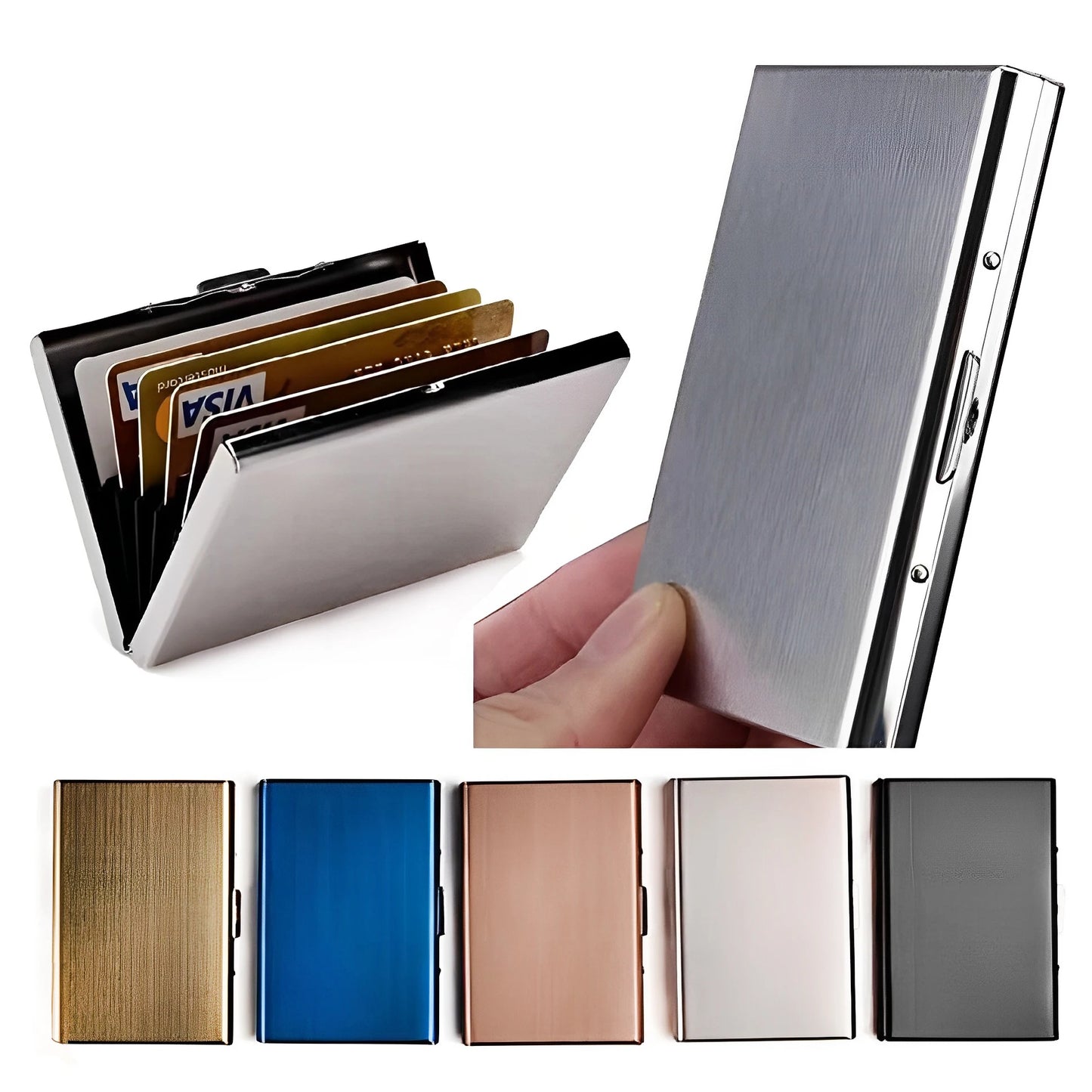 Color Slim AntiRFID Metal Wallet Men Minimalist Credit Card Holder Aluminum Case