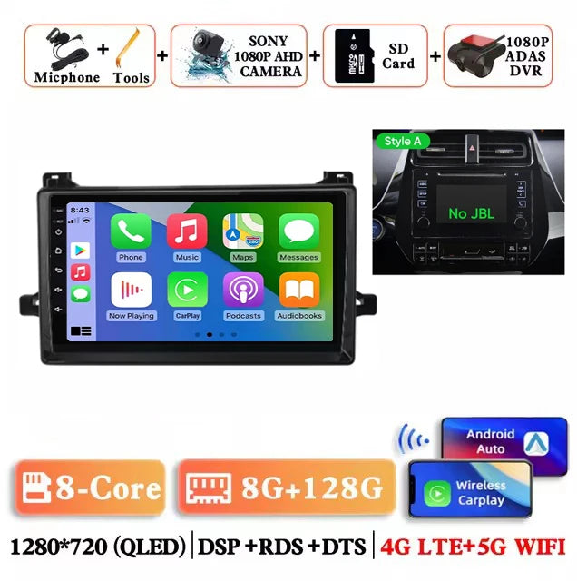 Android 15 Car Radio For Toyota Prius XW50 2015 - 2020 AI Voice Wireless Carplay Multimedia Video Player Navigation GPS Stereo