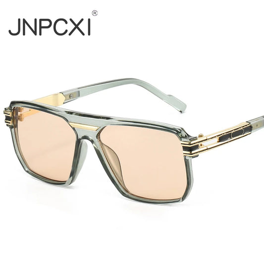 JNPCXI New Large Square Sunglasses Men Brand Designer Gray Decoration Punk Strong Luxury Sun Shades UV400