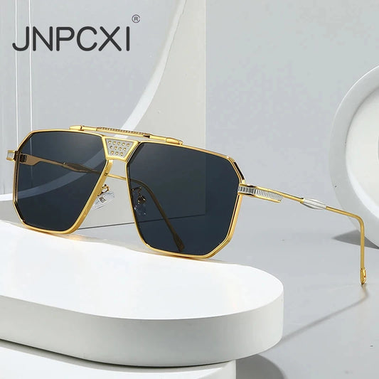 JNPCXI Retro Quality Metal Square Women Luxury Sunglasses Shades UV400 Fashion Gradient Men Sun Glasses