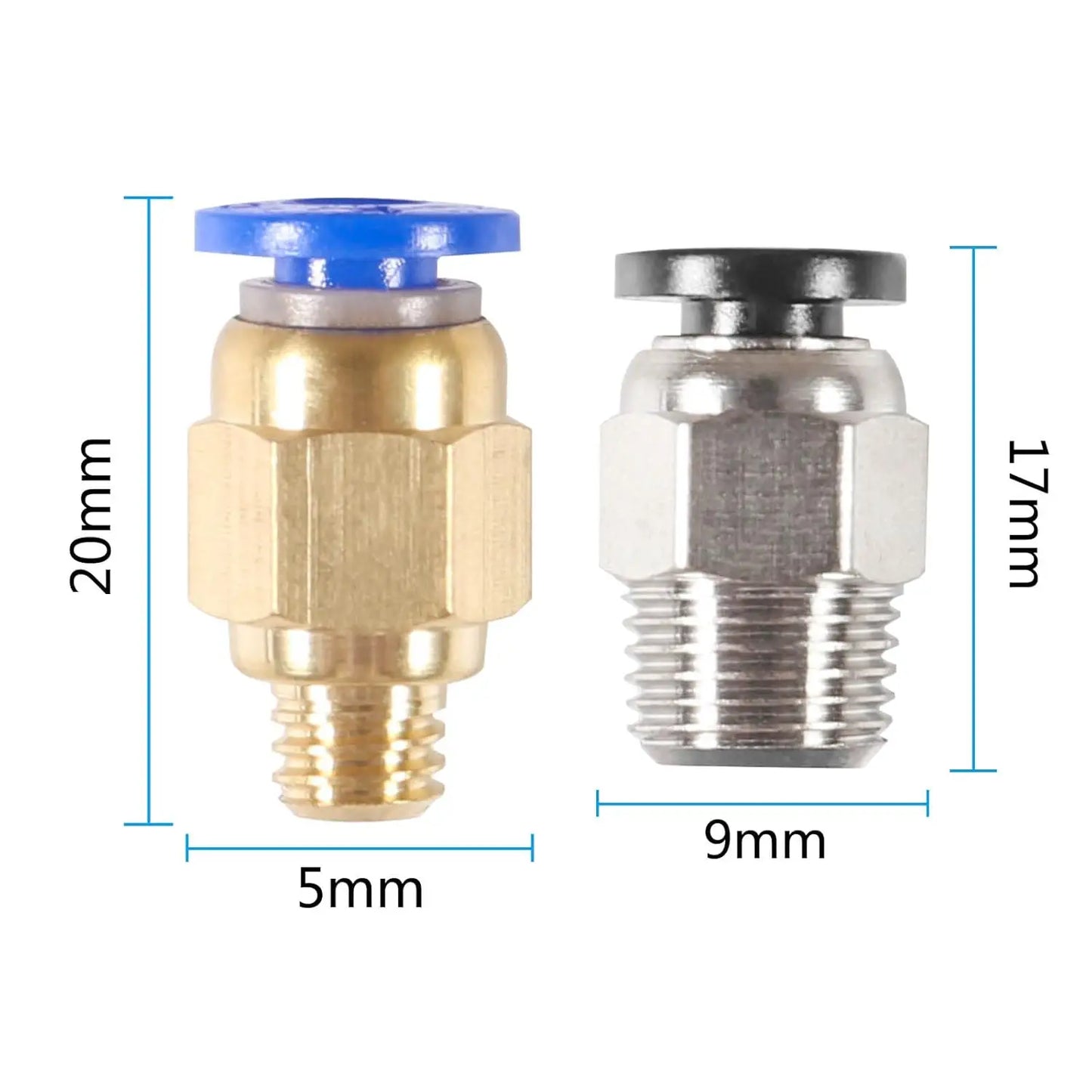 24PCS PC4-M6 Pneumatic Fitting Push to Connect + PC4-M10 Straight Quick in Fitting for 1.75mm Filament,PTFE Tube Push Fitting