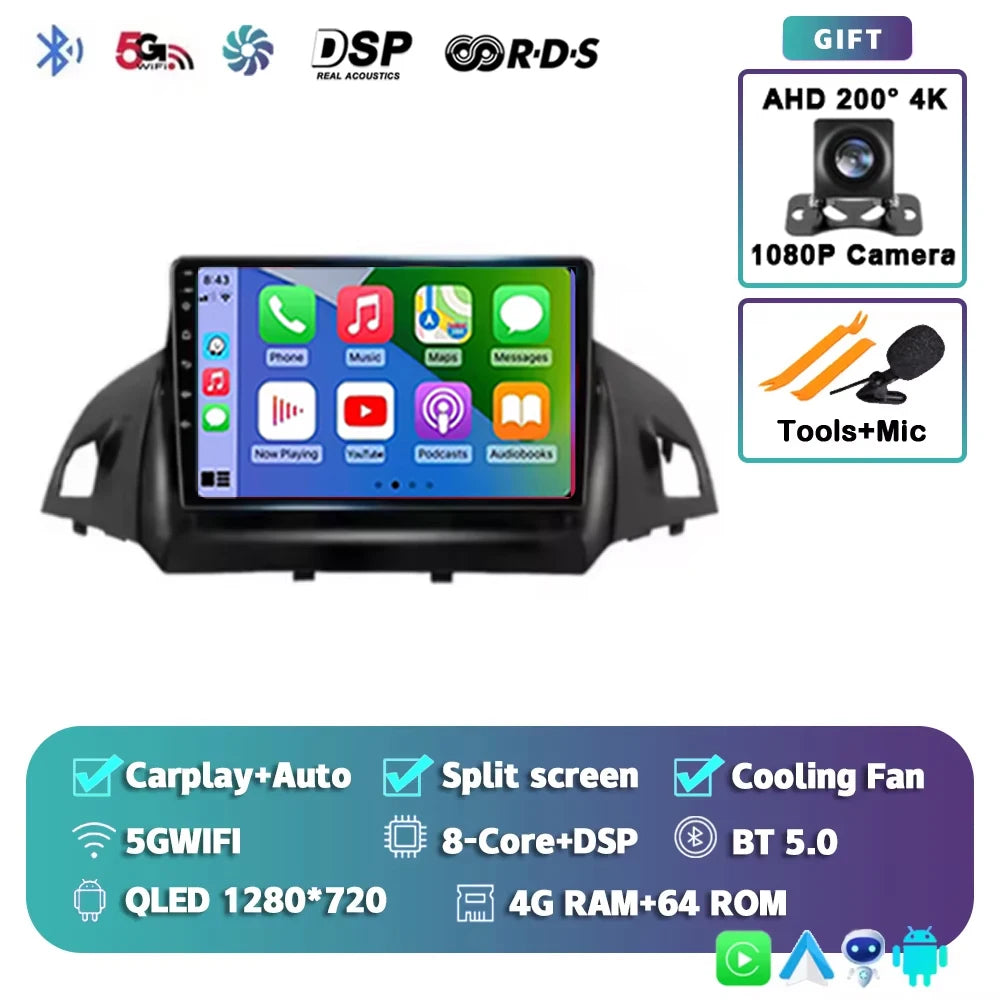 For Ford Kuga 2 Escape 3 2012 - 2019 Android 15 Car Radio Multimidia Video Player WIFI+4G 2din Navigation GPS Head Unit Stereo