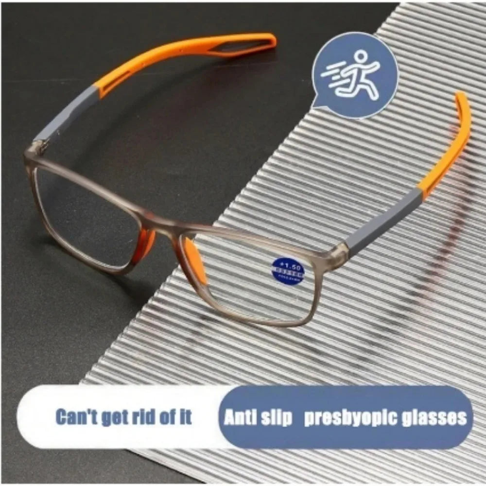 +1.00+1.50+2.00+2.50+3.00+3.50+4.00 TR90 Sports Anti-blue Light Rectangular Reading Glasses Anti-drop Anti-slip Glasses