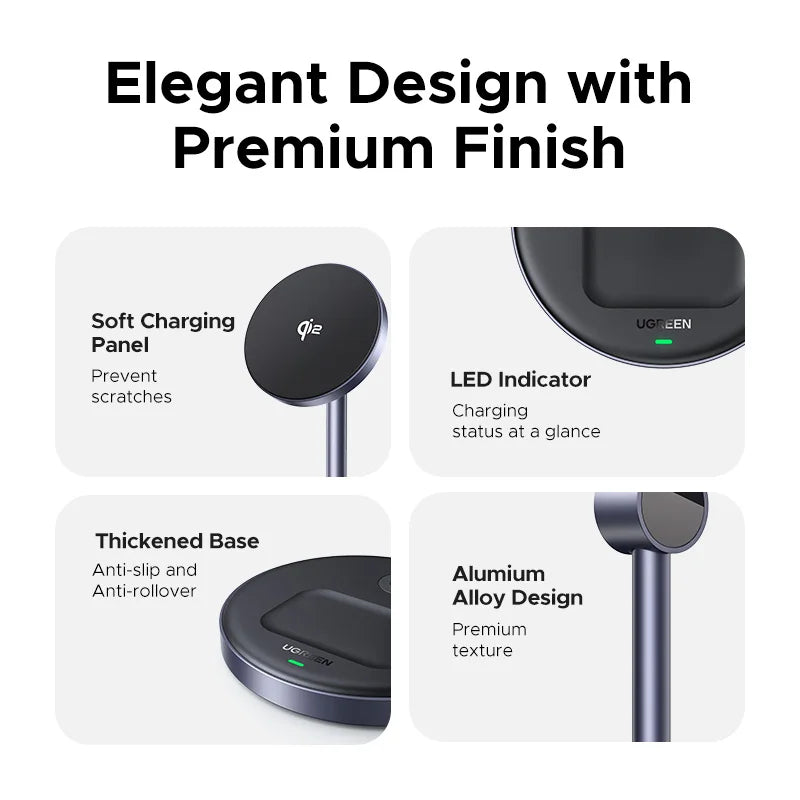 Qi2 Magnetic Wireless Charger Stand 20W Max 2-in-1 iPhone 16 15 Pro Max AirPods