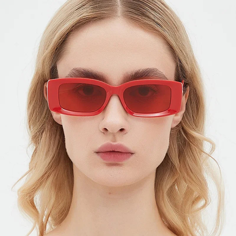 JNPCXI Ins Popular Fashion Square Women Sunglasses Red Retro Shades UV400 Men Trending Oval Sun Glasses