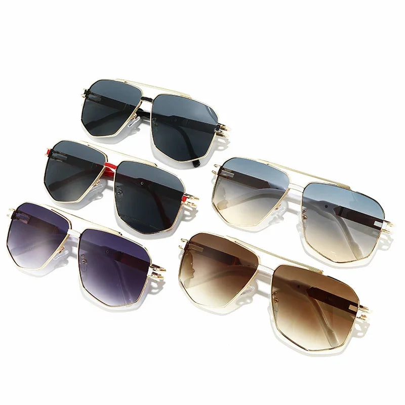 JNPCXI Fashion Double Bridges Square Sunglasses Women Men Retro Gradient Sun Glasses Shades UV400