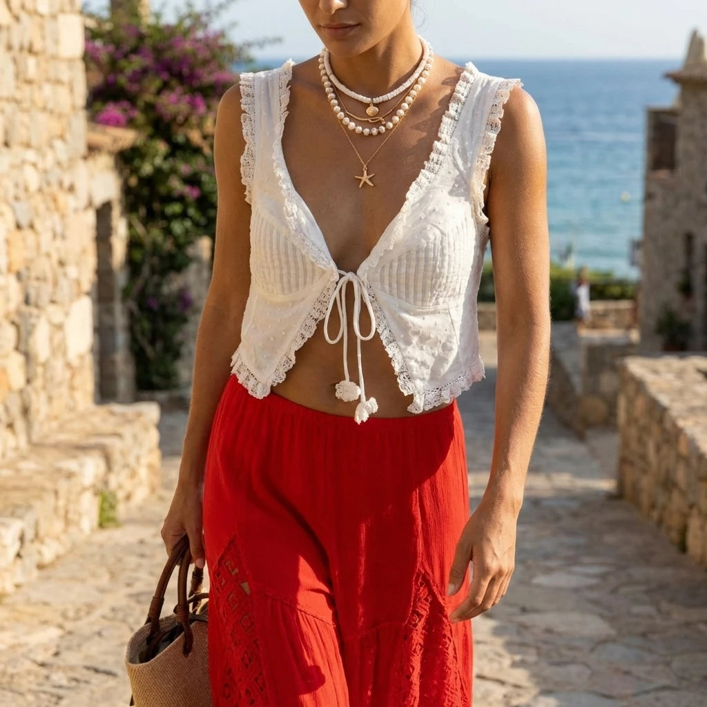 4Pcs/Set Pearl Starfish Shell Necklace Set Bohemian Summer Ocean Multi-layer Pendant Jewelry