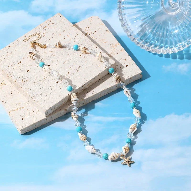 Bohemian Cowrie Shell Necklace for Women Summer Beach Choker Conch Starfish Pendant Beads Collar Boho Holiday Jewelry Gift 2026