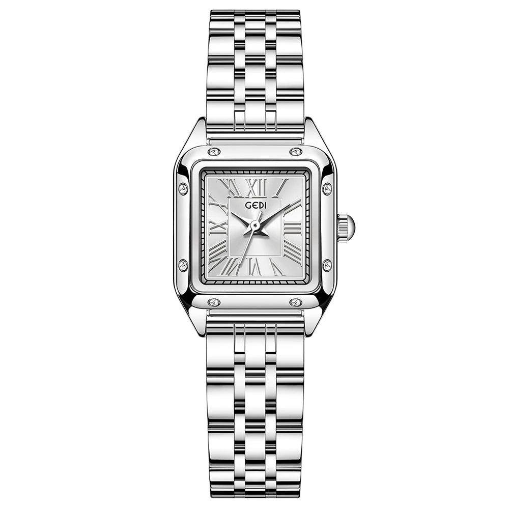 GEDI Vintage Watches for Woman Girlfriend Small Square Steel Strap Women's Watch Luxury Elegant Waterproof Quartz Watches