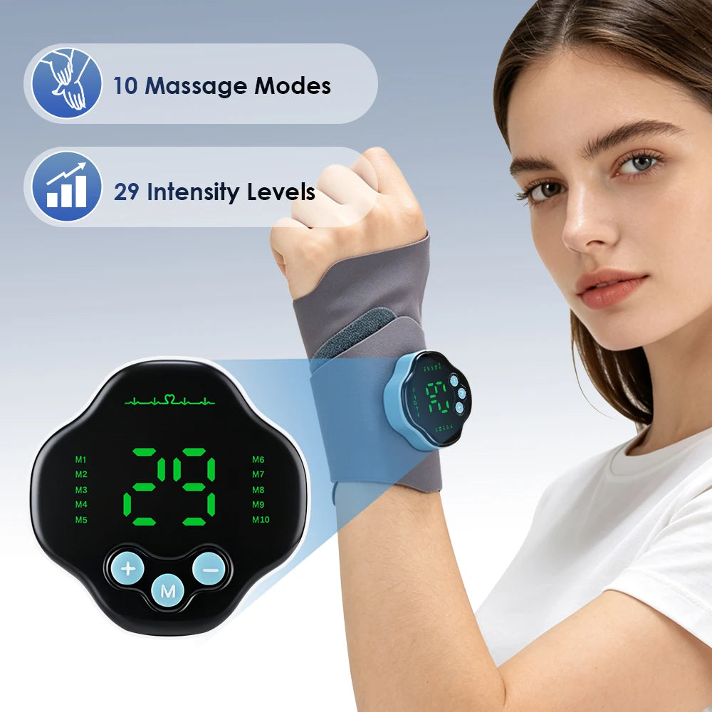 EMS Electric Wrist Hand Massager Rechargeable Vibration Massage Wrist Support Protect Strap for Carpal Tunnel Fatigue Relief