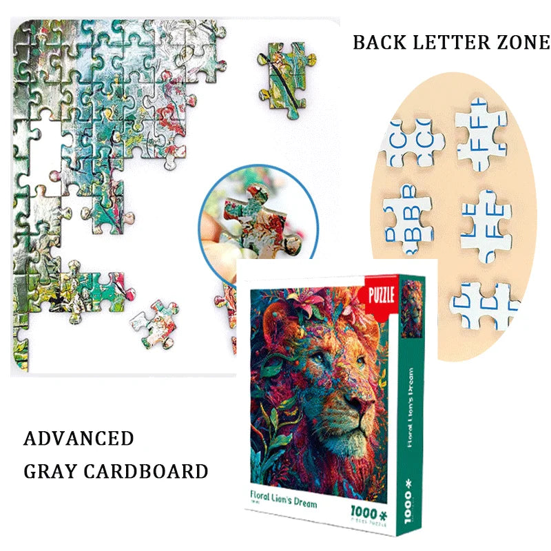 1000-Piece Jigsaw Puzzle for Adults: Majestic Lion in Vivid Colors, Large 70x50cm (27.5x19.7in)  Christmas Gifts