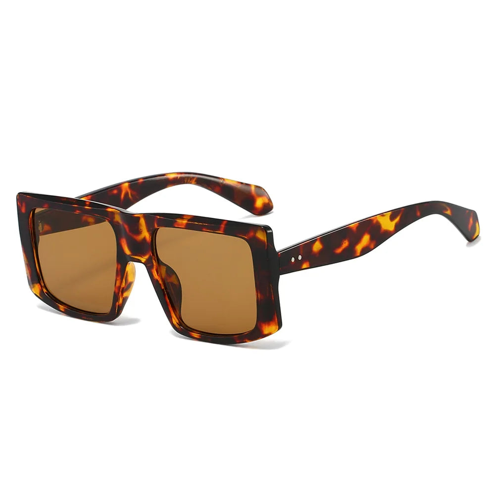 JNPCXI New Fashion Oversized Square Women Sunglasses Shades UV400 Retro Green Gradient Men Punk Sun Glasses