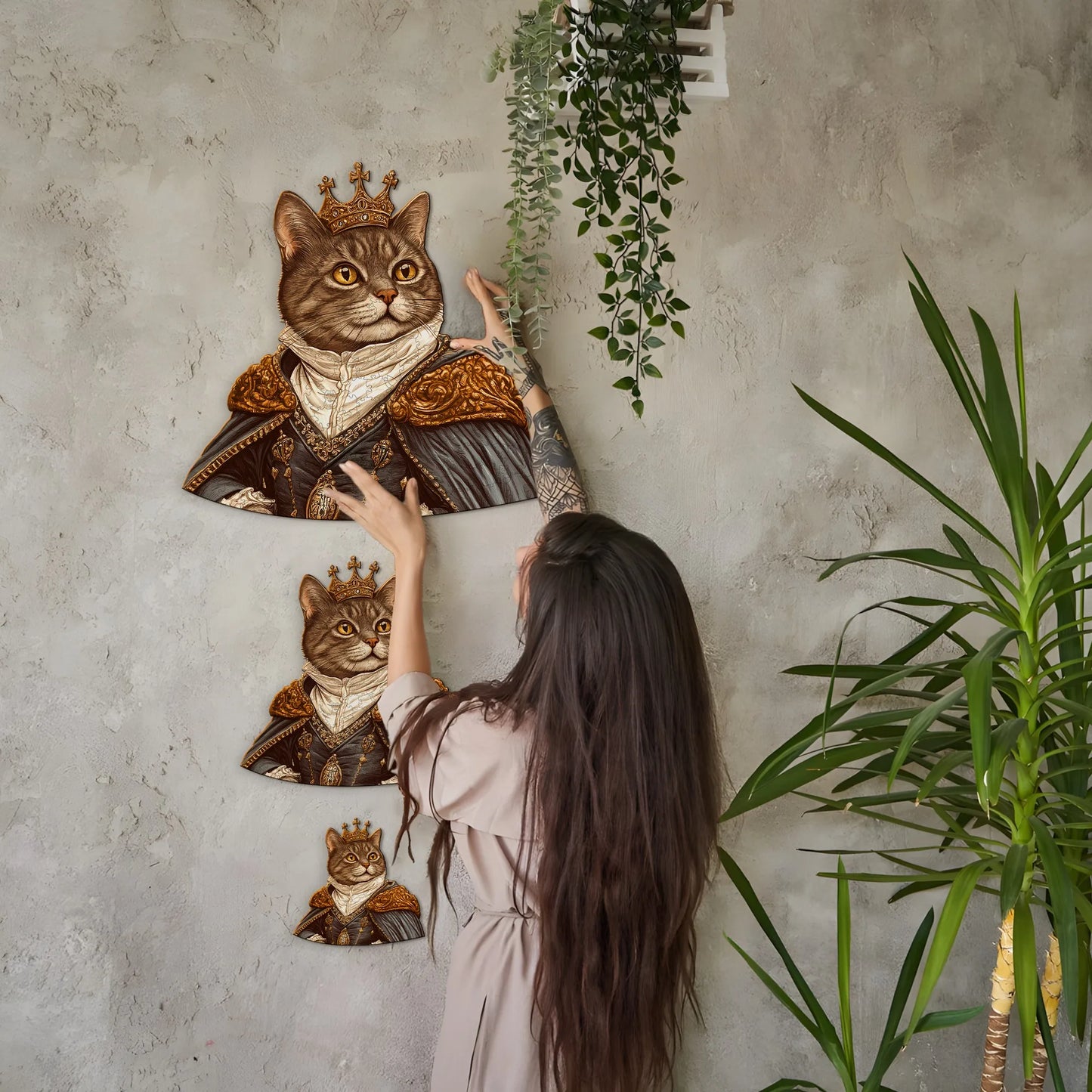 Hand Drawn Cat Head Wooden Jigsaw Puzzle Warm Home Decor Christmas and Halloween Gift Toy For Teen And Kid