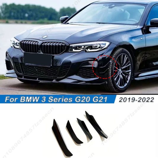 For BMW 3 Series G20 G21 320i 320d 330i 330d 340i 2019-2022 Pre-Lci M-Sport Front Bumper Spoiler Splitter Trim Air Blade Trim