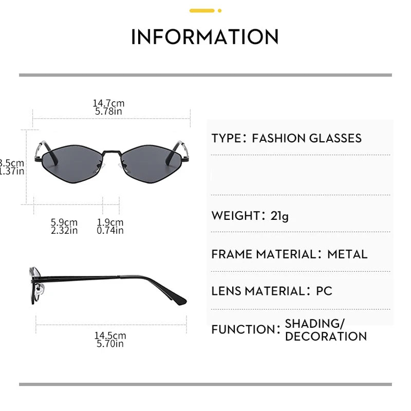JNPCXI Polygon Women Fashion Sunglasses Shades UV400 Retro Rivets Metal Men Trending Sun Glasses