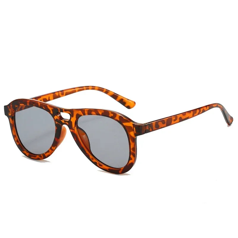 JNPCXI Vintage Double Bridges Pilot Men Sunglasses Fashion Shades UV400 Women Tea Sun Glasses