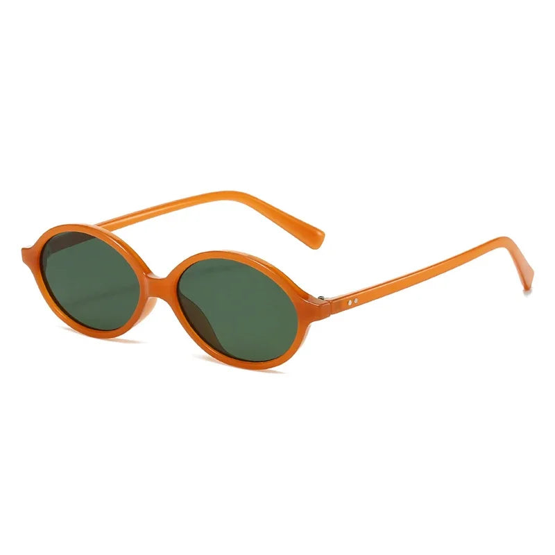 JNPCXI Fashion Small Oval Sunglasses Women Retro Punk Rivets Men Shades UV400