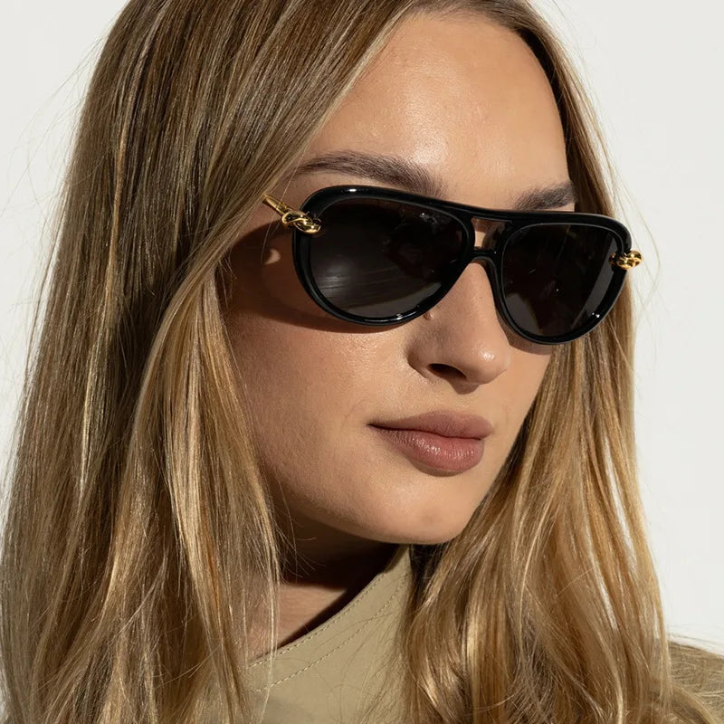 JNPCXI Ins Popular Fashion Double Bridges Pilot Women Luxury Sunglasses Brand Designer Oval Hollow Shades UV400 Men Sun Glasses