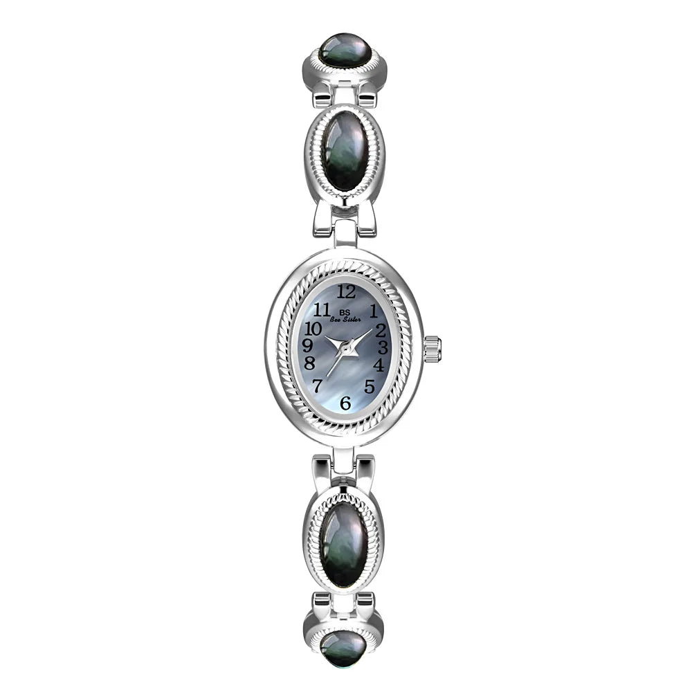 Bee Sister Watch Elegant Oval Gold Bracelet Vintage Quartz Women's wristwatch