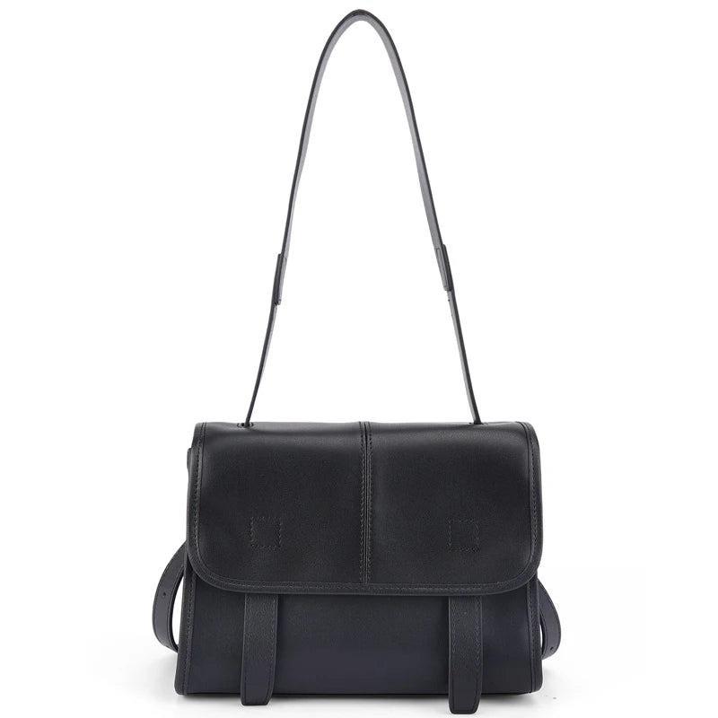 Women's Genuine Leather Solid Color Crossbody Bag Multi-Pocket Shoulder Bag Lightweight Messenger Bag Luxury Designer Handbag