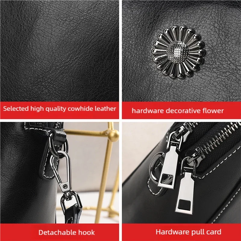 Women Mini Genuine Leather Crossbody bags Female Small Oil Wax Cowhide Leather Shoulder Messenger Bag Luxury Designer Handbag
